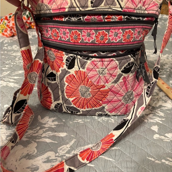 Vera Bradley Vibrant Pink and Gray Floral Crossbody - Picture 8 of 9